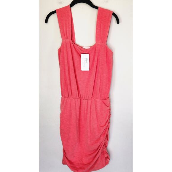 NWT $108 Sundry by Evereve ruched Coral Dress size Medium - Picture 5 of 10